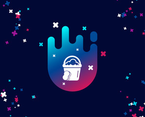 Cleaning bucket with sponge simple icon. Washing Housekeeping equipment sign. Cool banner with icon. Abstract shape with gradient. Vector