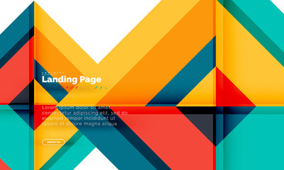 Square shape geometric abstract background, landing page web design template