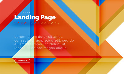 Square shape geometric abstract background, landing page web design template