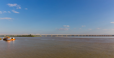 Railway bridge, Irrawaddy river in Mandalay, Myanmar.