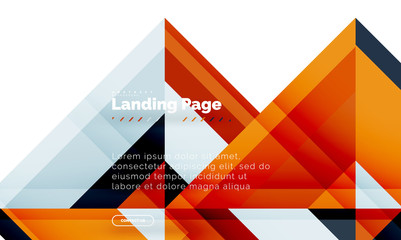 Square shape geometric abstract background, landing page web design template