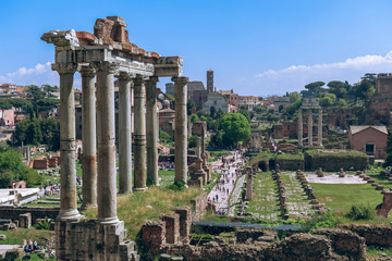 View of Roman Forum with the Temple of Saturn (Foro Romano)