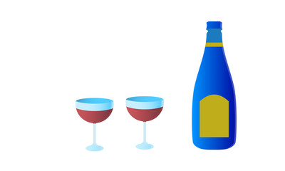 Wine bottle and glasses