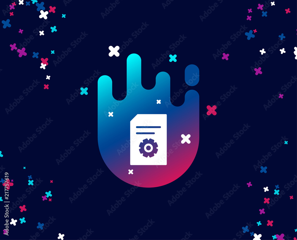Poster document management simple icon. information file with cogwheel sign. paper page concept symbol. coo