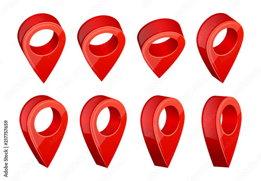 Poster gps navigation symbols. realistic pictures of various map pointers