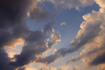 Blue sky with colorful clouds at sunset