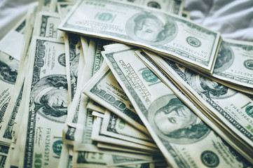 Background of the US Dollar - Landscape Layered together in several mattresses in white, white cloth, silver, which is worth enough.