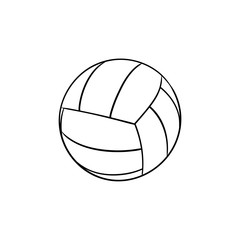 Ball for playing volleyball hand drawn outline doodle icon. Valleyball equipment, game and relaxation concept. Vector sketch illustration for print, web, mobile and infographics on white background.