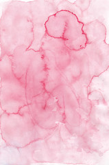 Fototapeta premium Watercolor red stains on paper backdrop. Light red aquarelle background. Aquarelle wallpaper