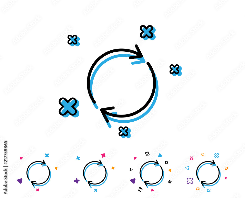 Poster refresh line icon. rotation arrow sign. reset or reload symbol. line icon with geometric elements. b