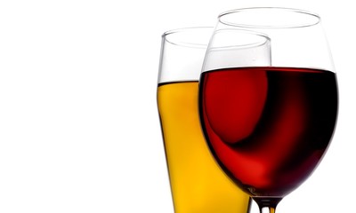 Cold beer with foam in glasses