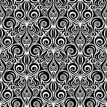 Decorative pattern in Black & White, ornate Background tribal tattoo graphic repeatable design