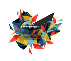 Triangular design abstract background, landing page. Low poly style colorful triangles on white