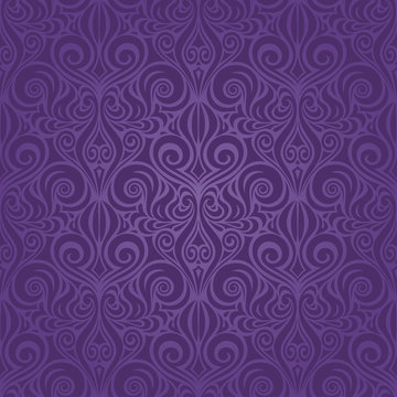 Violet purple vintage seamless pattern Floral background ornate wallpaper design