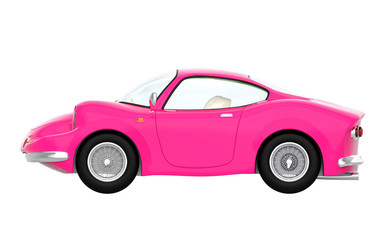 retro sport car cartoon 3d pink side