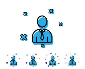 User line icon. Profile Avatar sign. Businessman Person silhouette symbol. Line icon with geometric elements. Bright colourful design. Vector