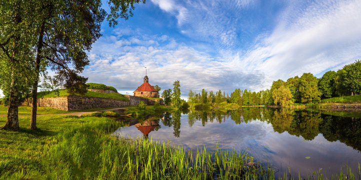 The city of Priozersk. Russia. Museums of Karelia. Karelia. The fortress in Karelia. Panorama of Priozersk. Cities of Russia. Korela fortress museum