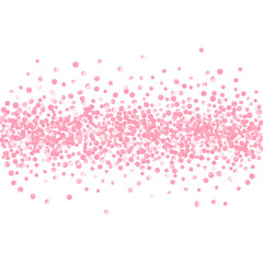 Wedding glitter confetti with dots on isolated backdrop. Sequins with metallic shimmer and sparkles. Design with pink wedding glitter for greeting card, bridal shower and save the date invite.