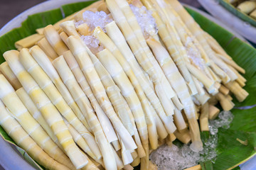Thai boiled bamboo shoots. The boiled bamboo shoots can be cooked in a variety of types, popular in Thailand and Southeast Asia.