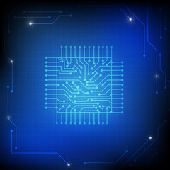 Vector : Electronic circuit on blue background