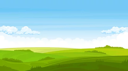 Gordijnen Summer landscape with fields and green hills  © Nikolay Zaburdaev