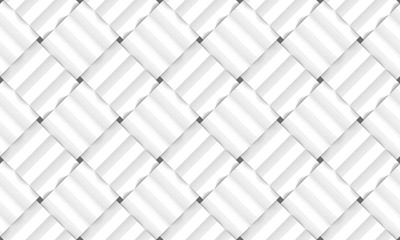 3d rendering. Abstract weaving  diagonal modern white square shape pattern wall background.