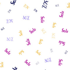Light Multicolor vector seamless pattern with 30 percentage signs.