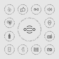 Collection of 13 media outline icons