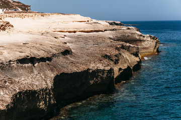 Fototapeta na wymiar Salt pans near Qbajjar in Gozo, Malta.