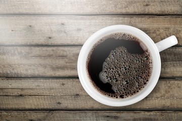 Black coffee on deks