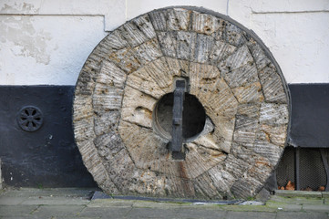 Old wheel in wood