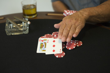 A man with casino chips