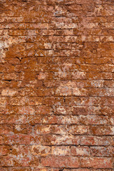 Wall from red bricks background texture abstract