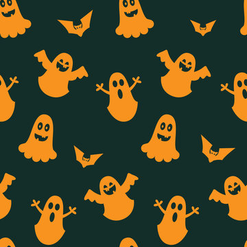 seamless vector pattern for a holiday of halloween with pumpkins and characters