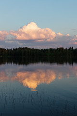 Calm lake scape at twilight in finland