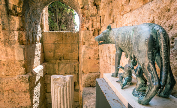 Capitoline Wolf in ancient Tarraco. Tarragona, Spain