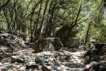 Stones on a mountain path. Yosemite Park, California, USA
