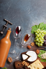 Wine, grape and cheese