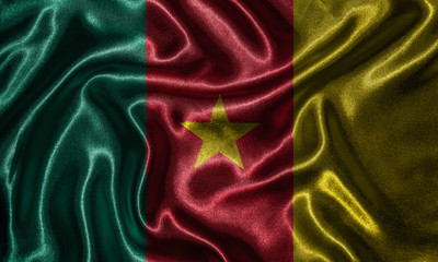Wallpaper by Cameroon flag and waving flag by fabric.