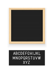 Black letter board. Letterboard for note. Plate message. Office