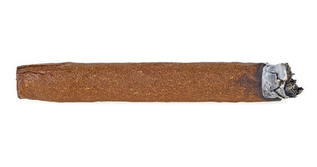 Smoking havana cigar isolated on a white background