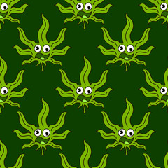 Marijuana Frame Green Leaf and black marijuana hookah seamless pattern.