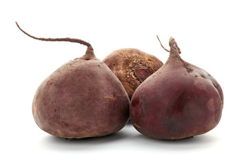 Organic beets on white background. Taproot vegetable