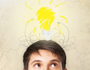 Thinking man and icon lamp