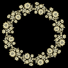 Decorative line art frame for design template. Elegant vector element Eastern style, place for text. Outline floral border. Lace illustration for invitations and greeting cards.