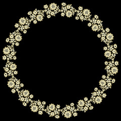 Decorative line art frame for design template. Elegant vector element Eastern style, place for text. Outline floral border. Lace illustration for invitations and greeting cards.