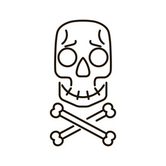 Skull and crossbones vector illustration. Cartoon face