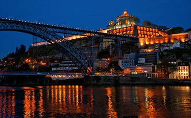 Bridge Luis I at night in Porto