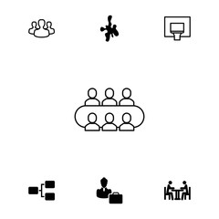 Collection of 7 team filled and outline icons