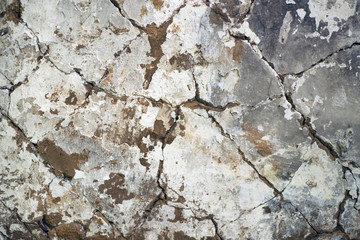 Old clay plaster, cracked on the wall. Deep cracks and beautiful texture.